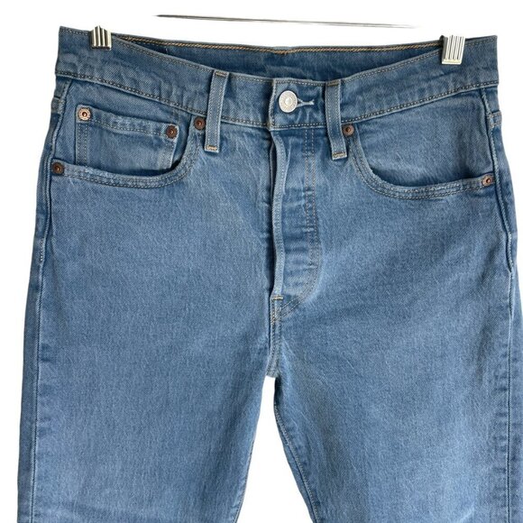 Levis 501 S Jeans Womens 27x28 Button Fly Denim Skinny Filiforme - Blue Color - Picture 9 of 13